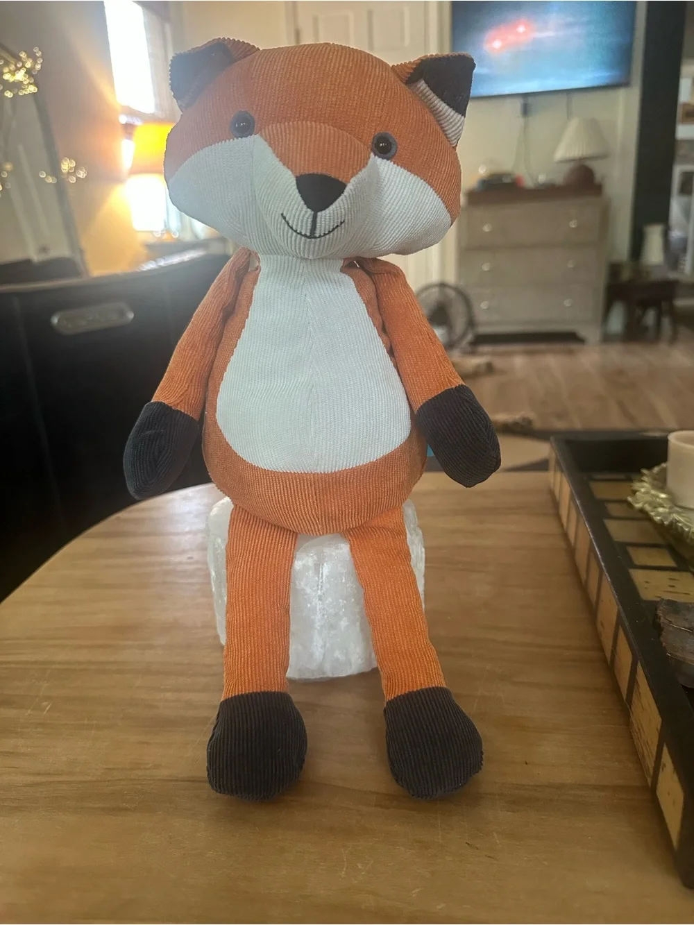 Corduroy Fox Plush Toy - Orange and White Cute Snuggle Buddy like new 13”